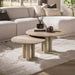 LifestyleFurn Ronde Salontafel Atif Keramiek in travertinlook, Set van 2 stuks - Beige