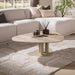 LifestyleFurn Driehoekige Salontafel Atif Keramiek in travertinlook, 115 x 90cm - Beige - Organisch