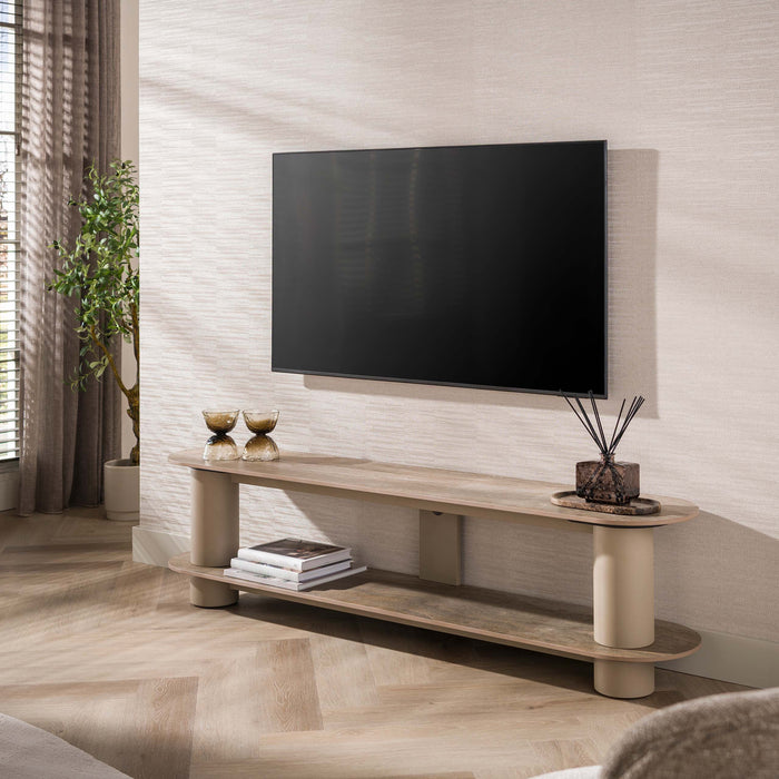 LifestyleFurn TV-meubel Atif Keramiek in travertinlook, 180cm - Beige