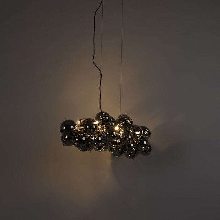 Design hanglamp zwart smoke glas 8-lichts - Uvas - ThatLyfeStyle