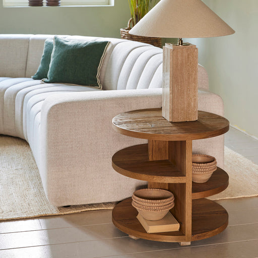 Rivièra Maison Bijzettafel Del Rey Eikenhout, 60cm - Bruin - Rond