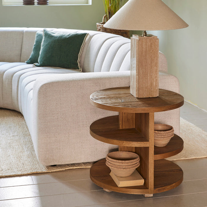 Rivièra Maison Bijzettafel Del Rey Eikenhout, 60cm - Bruin - Rond