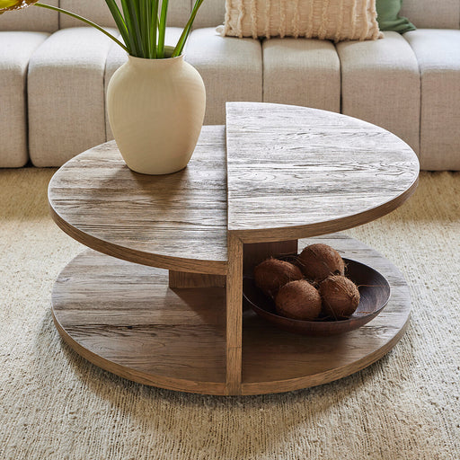 Rivièra Maison Salontafel Del Rey Eikenhout, 90cm - Bruin - Rond - ThatLyfeStyle