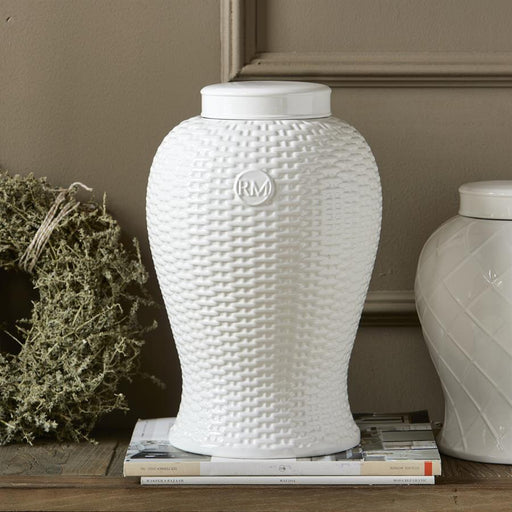 Rivièra Maison Vaas Pomezia Porselein, 36cm - Wit - ThatLyfeStyle