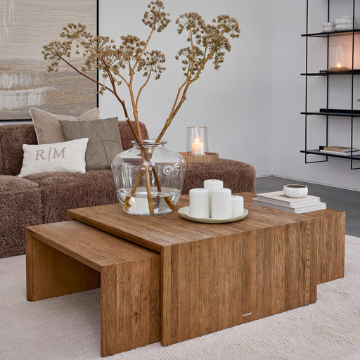 Rivièra Maison Salontafel Sant Mateu Eikenhout, Set van 3 stuks - Bruin - ThatLyfeStyle