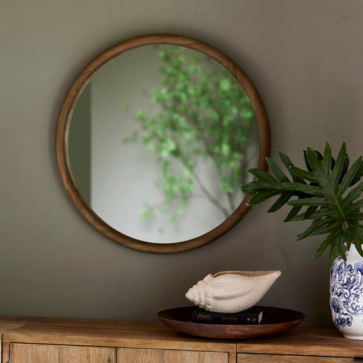 Rivièra Maison Ronde Spiegel Isola Iepenhout, 80cm - Bruin - ThatLyfeStyle