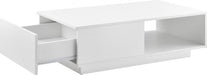 Salontafel Biskra met plank en lade 95x55x31 wit - ThatLyfeStyle