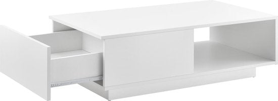 Salontafel Biskra met plank en lade 95x55x31 wit - ThatLyfeStyle