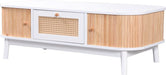 Salontafel ovaal met lade Sweiko rotan wit - ThatLyfeStyle