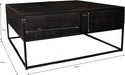 Salontafel vierkant industrieel mangohout 100cm zwart visgraat - ThatLyfeStyle