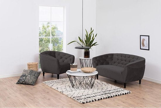 Velvet 2.5-zitsbank Salem Donker Grijs - ThatLyfeStyle