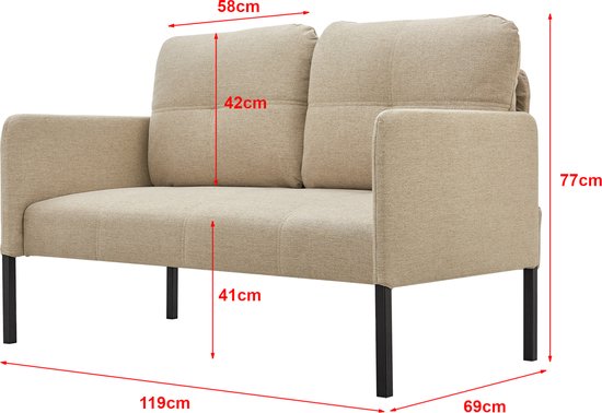 Tweezitsbank Reichling 77x119x69 cm beige en zwart - ThatLyfeStyle