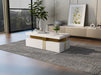 Merax Rechthoekige Salontafel Hoogglans Marmerlook Wit - ThatLyfeStyle