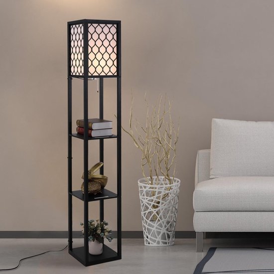 Vloerlamp met opbergruimte industrieel zwart - ThatLyfeStyle