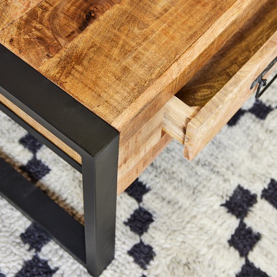 StarFurn Salontafel Boaz 2 Lades Naturel Mangohout 120cm - ThatLyfeStyle