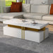 Merax Rechthoekige Salontafel Hoogglans Marmerlook Wit - ThatLyfeStyle