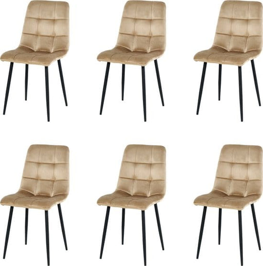 Nuvolix velvet eetkamerstoelen set van 6 - Milaan - eetkamerstoel - velvet stoel - beige - ThatLyfeStyle