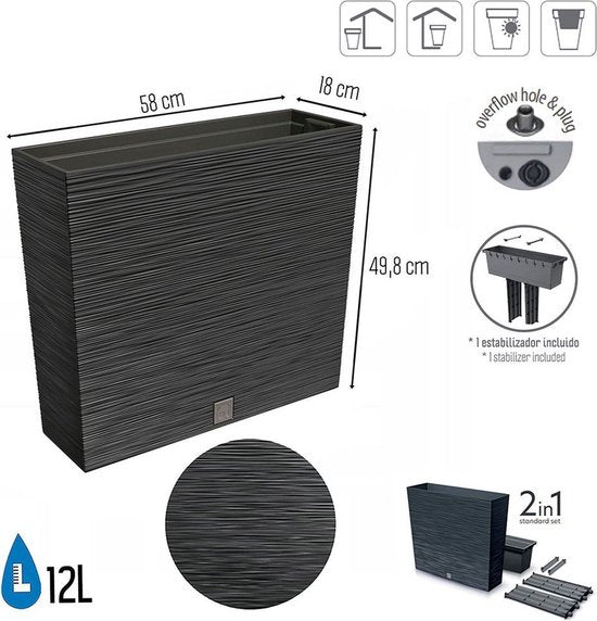 Prosperplast Furu Case Tower - Plantenbak - Antraciet - ThatLyfeStyle