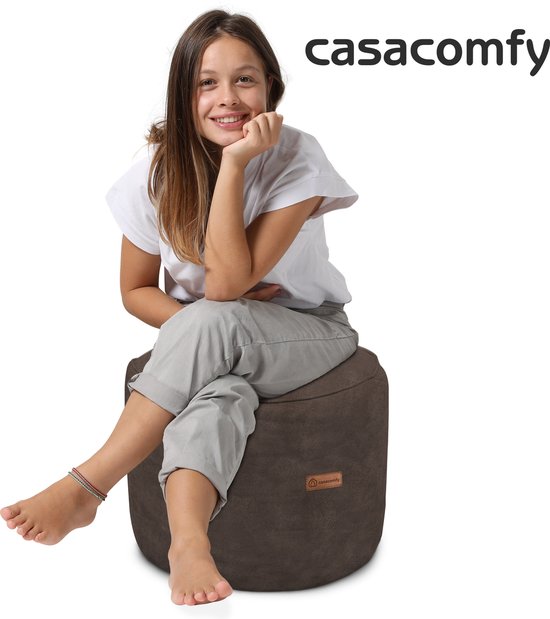 Casacomfy ModiPouf – Rond Poef – Cold Brew Lederlook - ThatLyfeStyle