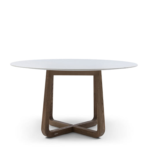 Rivièra Maison Ronde Eettafel Casone Marmer en eikenhout, 140cm - Wit