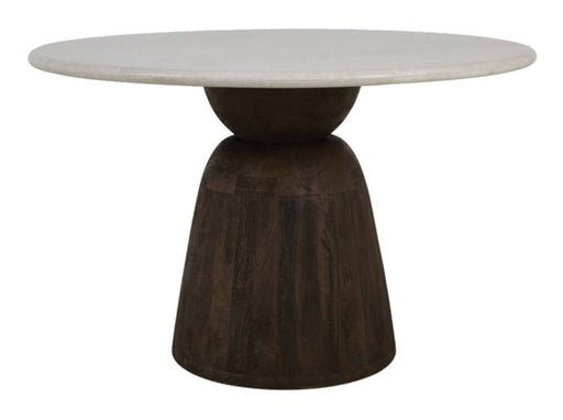 Light & Living Ronde Eettafel Soy Marmerlook & Mangohout, Ø120cm - Bruin