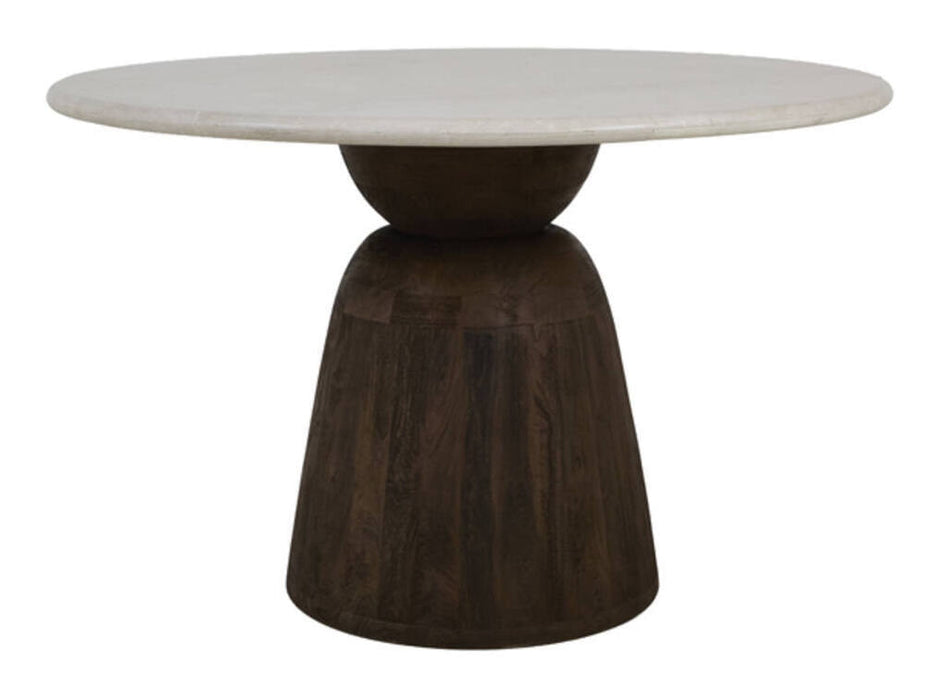 Light & Living Ronde Eettafel Soy Marmerlook & Mangohout, Ø120cm - Bruin