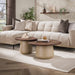 LifestyleFurn Ronde Salontafel Abagail Acaciahout en beige metaal, Set van 2 stuks - Bruin