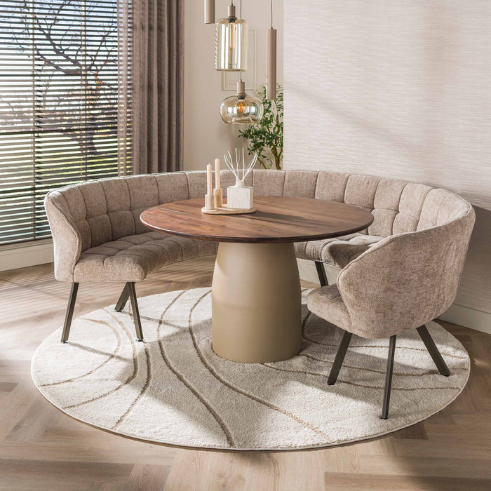 LifestyleFurn Ronde Eettafel Abagail Acaciahout en beige metaal, 130cm - Bruin
