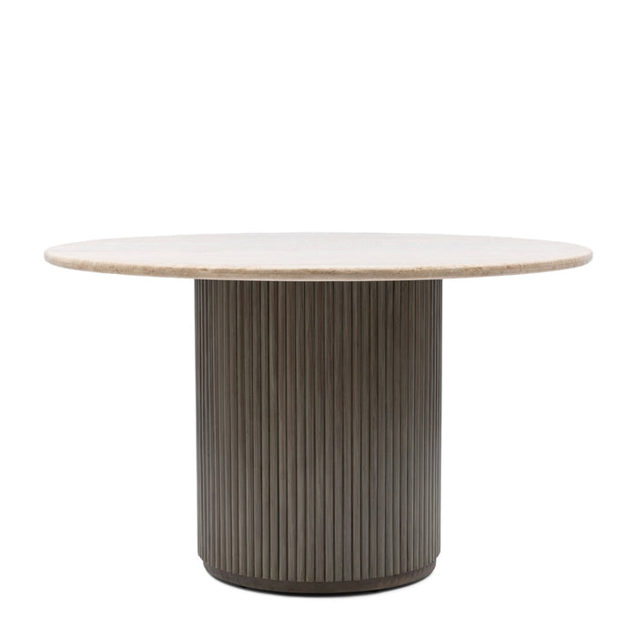 Rivièra Maison Ronde Eettafel Villanova Travertin en mangohout, 130cm - Bruin