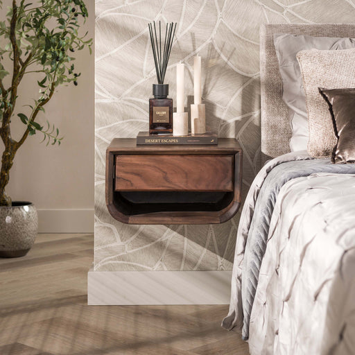 LifestyleFurn Zwevend Nachtkastje Crimson Acaciahout, Met 1 lade - Bruin