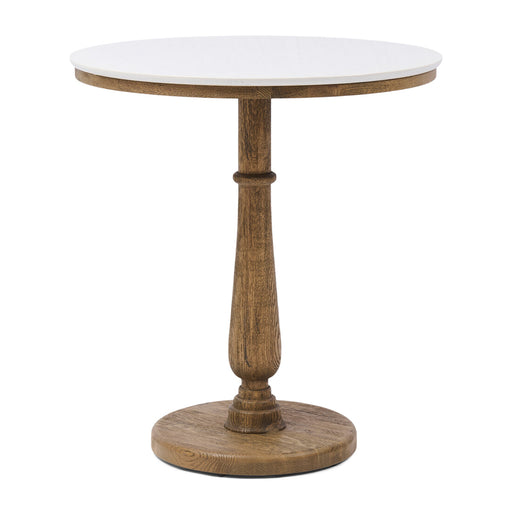 Rivièra Maison Ronde Bistrotafel Amalfi Marmer en eikenhout, 70cm - Wit - ThatLyfeStyle
