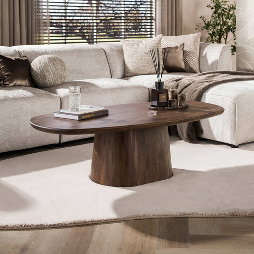 LifestyleFurn Deens Ovale Salontafel Marlise Acaciahout, 135 x 70cm - Bruin - Ovaal - ThatLyfeStyle