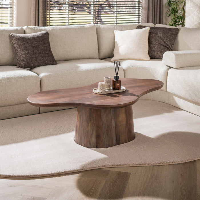 LifestyleFurn Organische Salontafel Marlise Acaciahout 135 x 74cm - Bruin