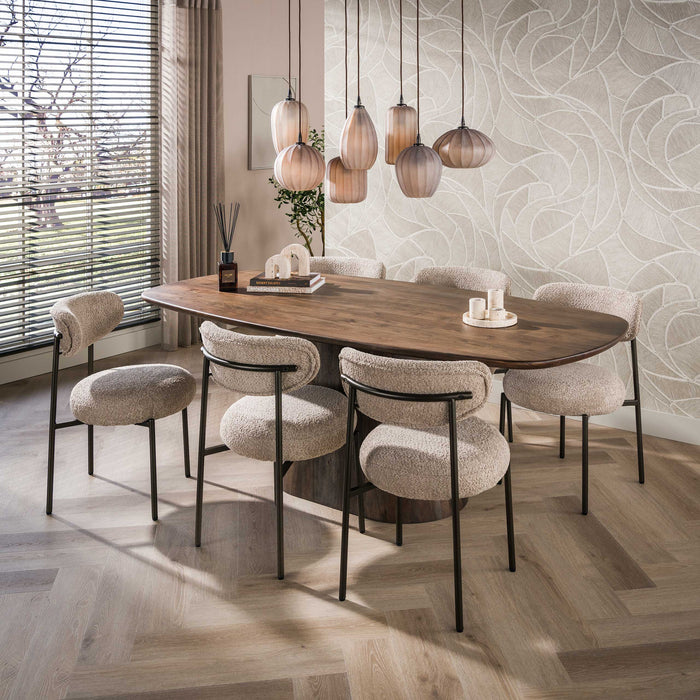 LifestyleFurn Deens Ovale Eettafel Marlise Acaciahout, 180 x 90cm - Bruin - Ovaal