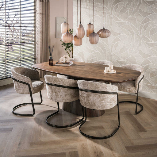 LifestyleFurn Deens Ovale Eettafel Marlise Acaciahout, 215 x 105cm - Bruin - Ovaal