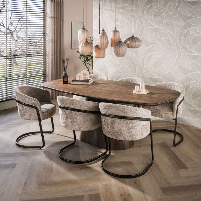 LifestyleFurn Deens Ovale Eettafel Marlise Acaciahout, 215 x 105cm - Bruin - Ovaal