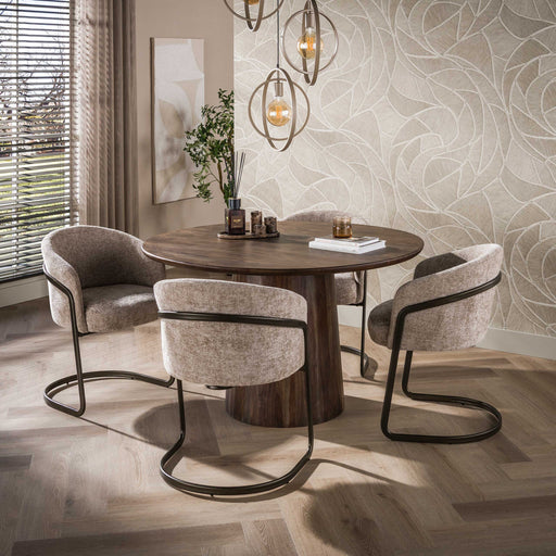 LifestyleFurn Ronde Eettafel Marlise Acaciahout, 130cm - Bruin - ThatLyfeStyle