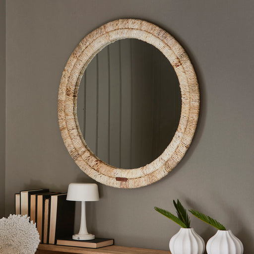Rivièra Maison Ronde Spiegel Marisol Bananenblad, 80cm - Naturel - ThatLyfeStyle