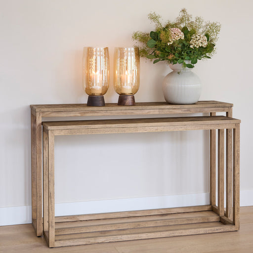 Rivièra Maison Sidetable Harbour Island Eikenhout, Set van 2 stuks - Naturel - ThatLyfeStyle