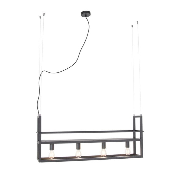 Industriële hanglamp zwart 4-lichts - Cage Rack - ThatLyfeStyle