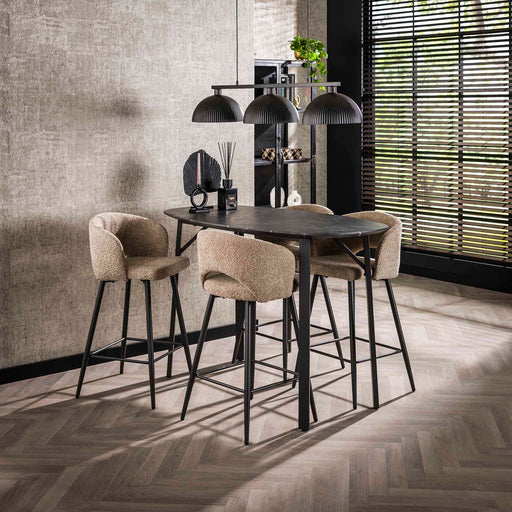 LifestyleFurn Deens Ovale Bartafel Debora Keramiek look, 140 x 75cm - 3D zwart bruin - Ovaal - ThatLyfeStyle