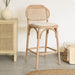 Kave Home Barkruk Doriane Eikenhout en Rotan - Naturel (zithoogte 65cm)