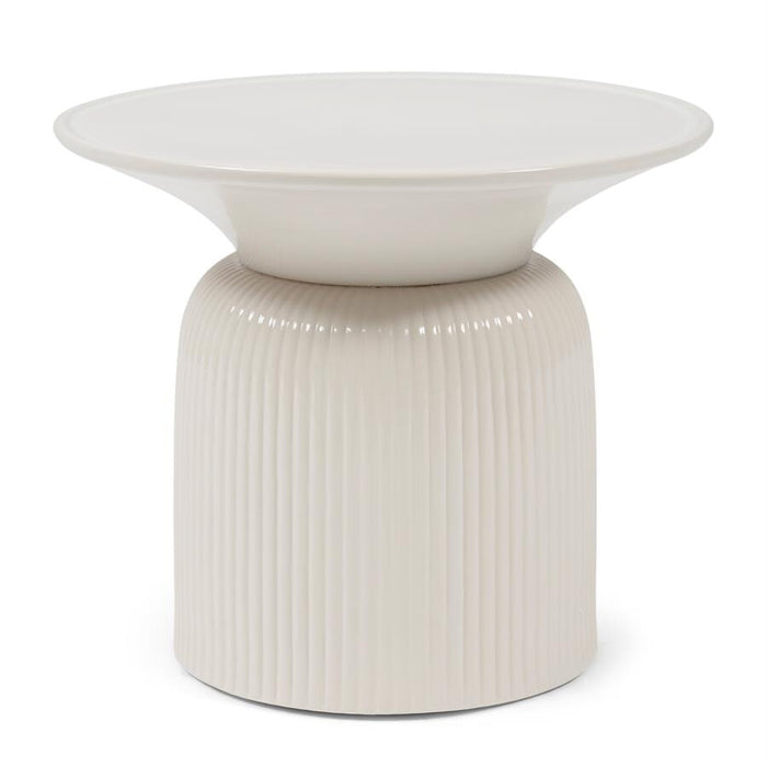 Rivièra Maison Ronde Bijzettafel Cascais Keramiek, 60cm - Pure White