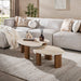 LifestyleFurn Organische Salontafel Akai Keramiek in Travertinlook, Set van 2 stuks - Bruin