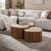 LifestyleFurn Organische Salontafel Akai Keramiek in Travertin-look, Set van 2 stuks - Bruin