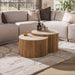 LifestyleFurn Halfronde Salontafel Akai Keramiek in Travertin-look, Set van 2 stuks - Bruin