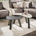 LifestyleFurn Organische Salontafel Dallen Keramiek met travertinlook, Set van 2 stuks - Grijs