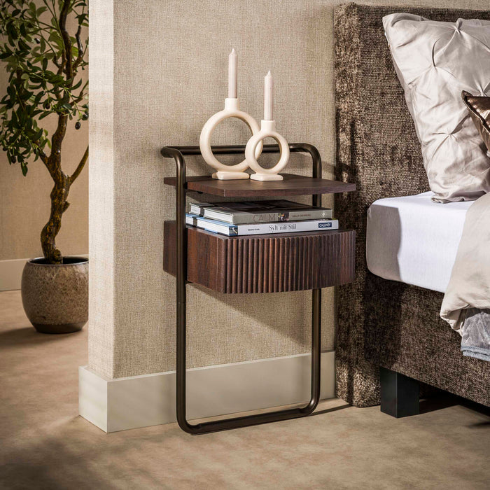 LifestyleFurn Nachtkastje Lamond Eikenlook, Met 1 lade - Bruin