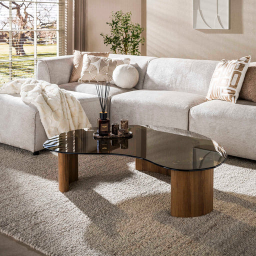 LifestyleFurn Organische Salontafel Kely Brons glas, 131 x 86cm - Bruin - ThatLyfeStyle