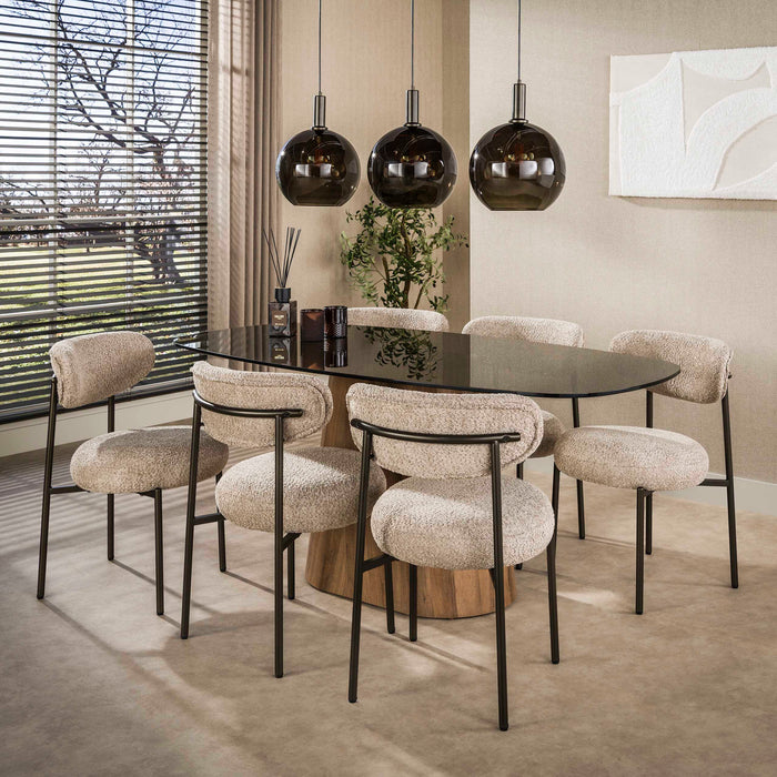 LifestyleFurn Deens Ovale Eettafel Kely Brons glas, 215 x 105cm - Bruin - Ovaal